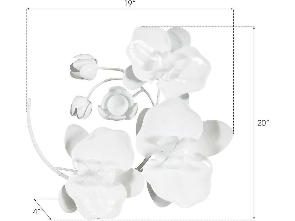 Orchid Sprig Wall Art, Small, Metal, White - image 2