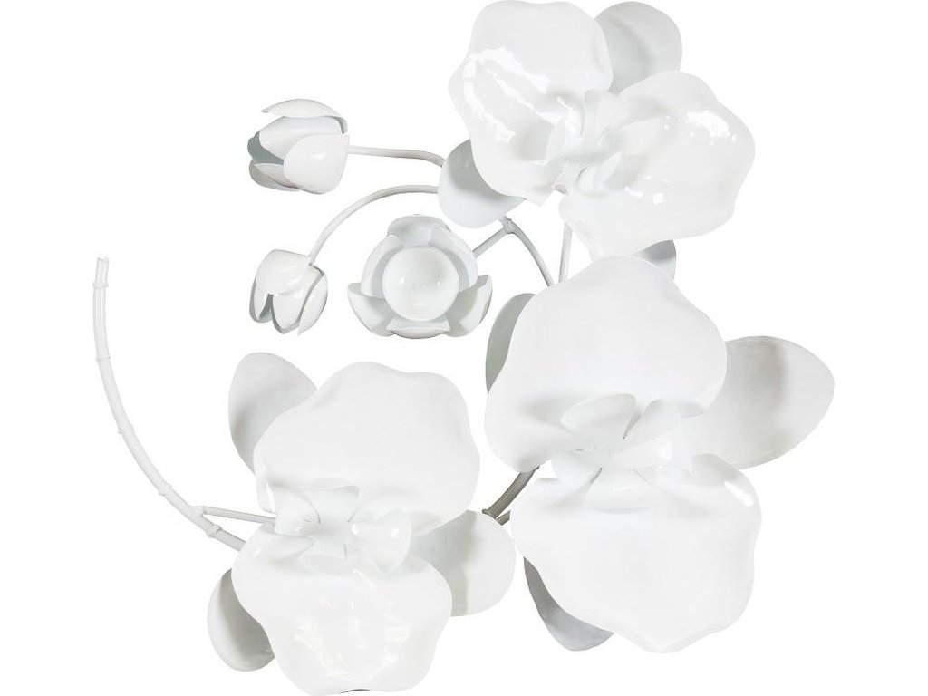 Orchid Sprig Wall Art, Small, Metal, White - main image