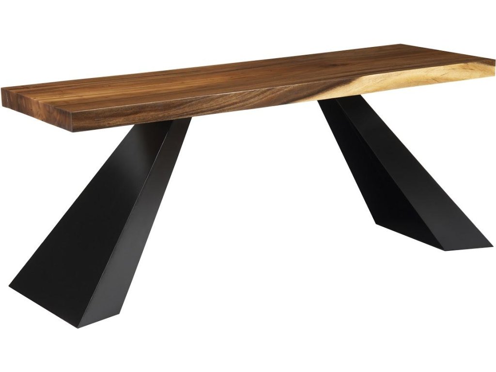 Tapered Wood Console, Black Metal Legs - main image