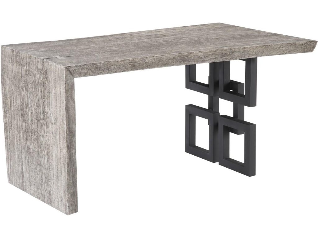 Waterfall Desk, Gray Stone, Satin Black Overlap Leg - image 2