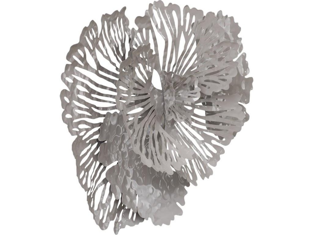 Flower Wall Art, Small, Gray, Metal - image 1