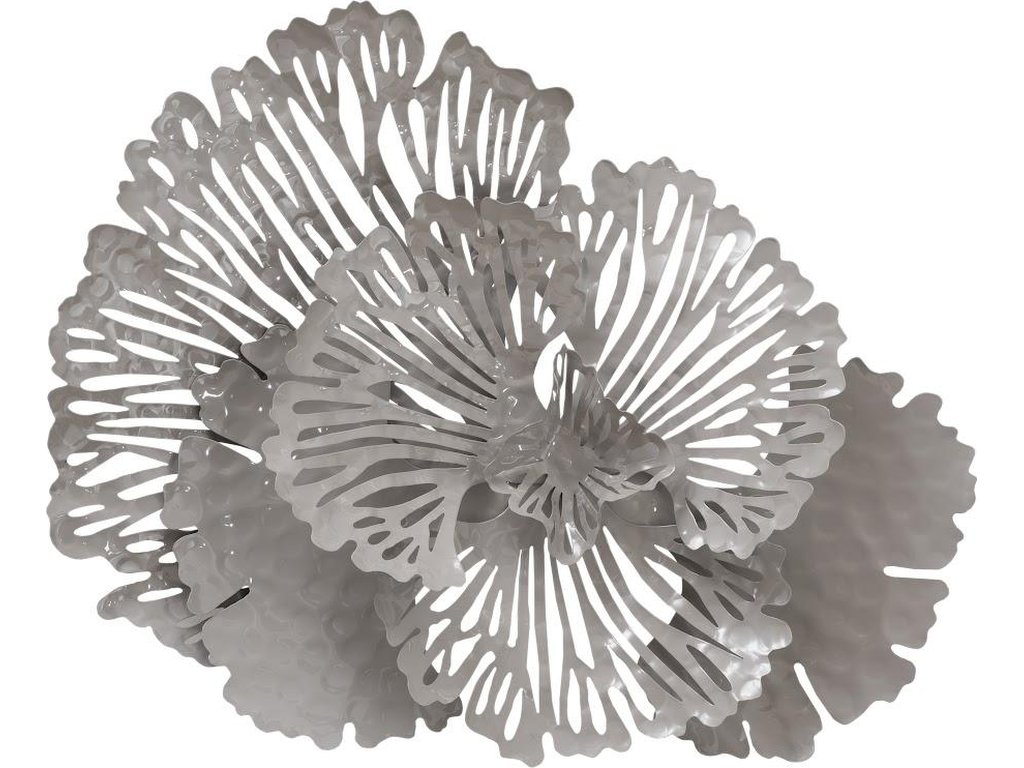 Flower Wall Art, Small, Gray, Metal - main image