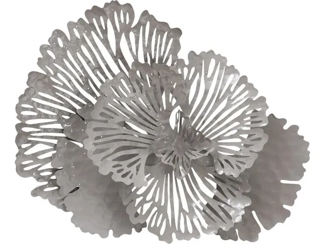 Flower Wall Art, Small, Gray, Metal