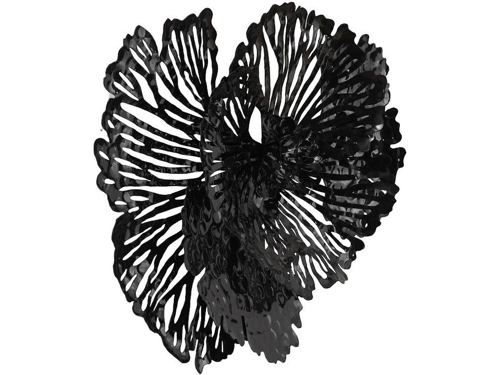 Flower Wall Art, Small, Black, Metal - image 1