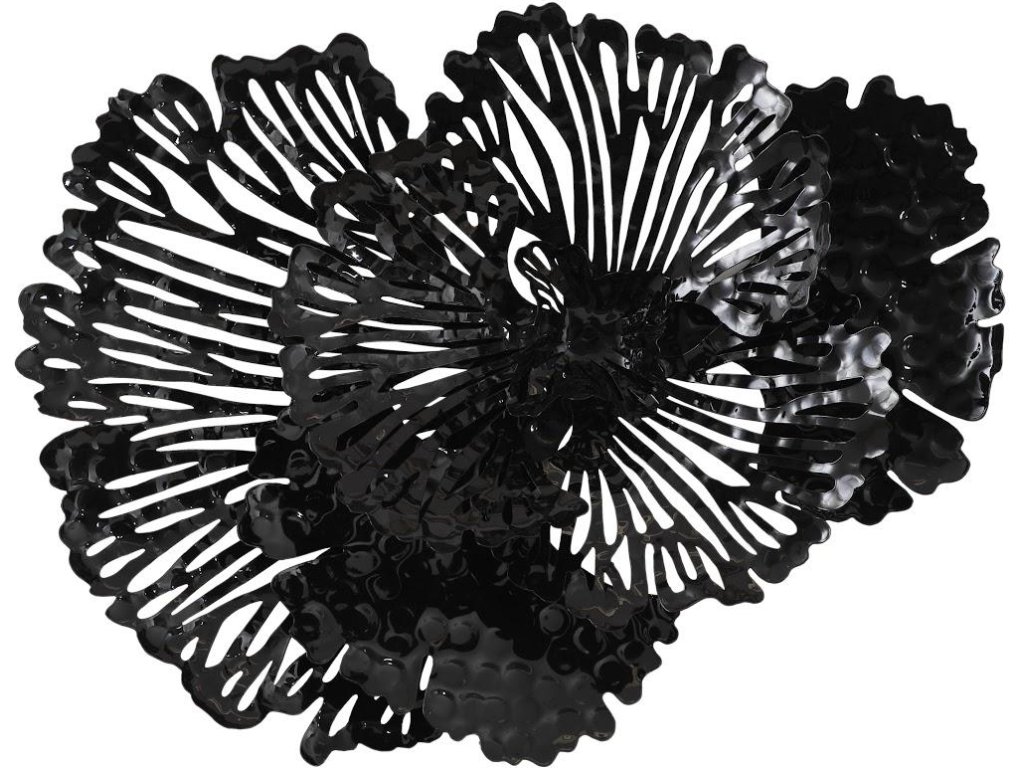 Flower Wall Art, Small, Black, Metal - main image