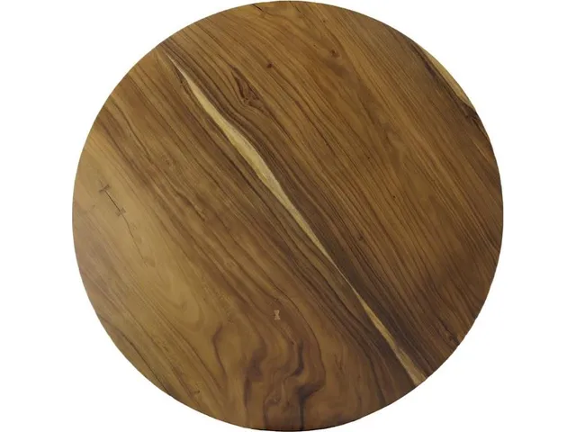 Chuleta Round Dining Table on Stainless Steel Base, Natural