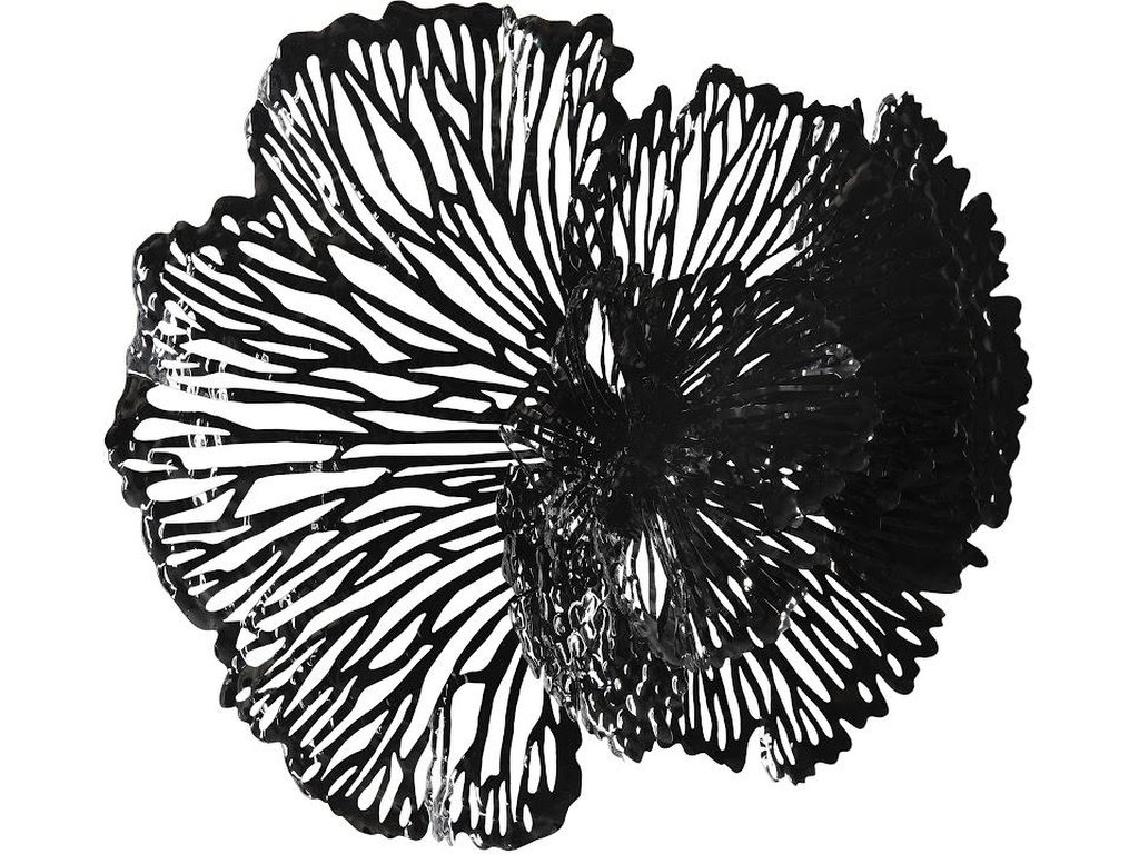 Flower Wall Art, Medium, Black, Metal - image 1