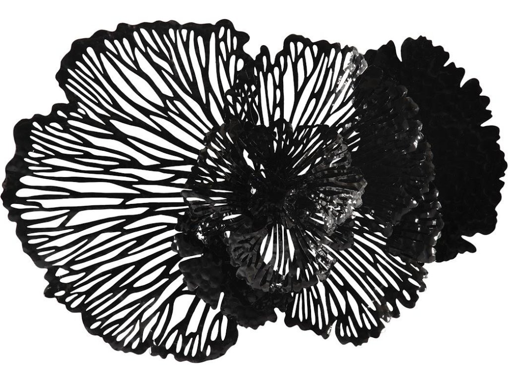 Flower Wall Art, Medium, Black, Metal - main image