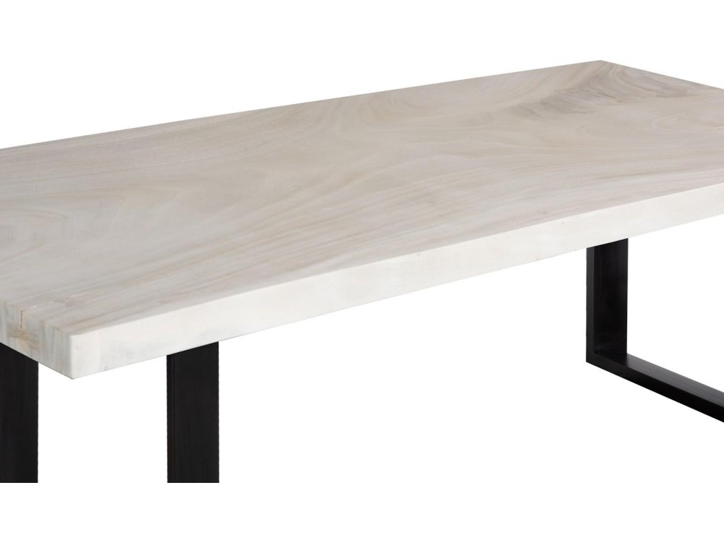 Straight Edge Dining Table, Bleached, Satin Black Legs - image 1