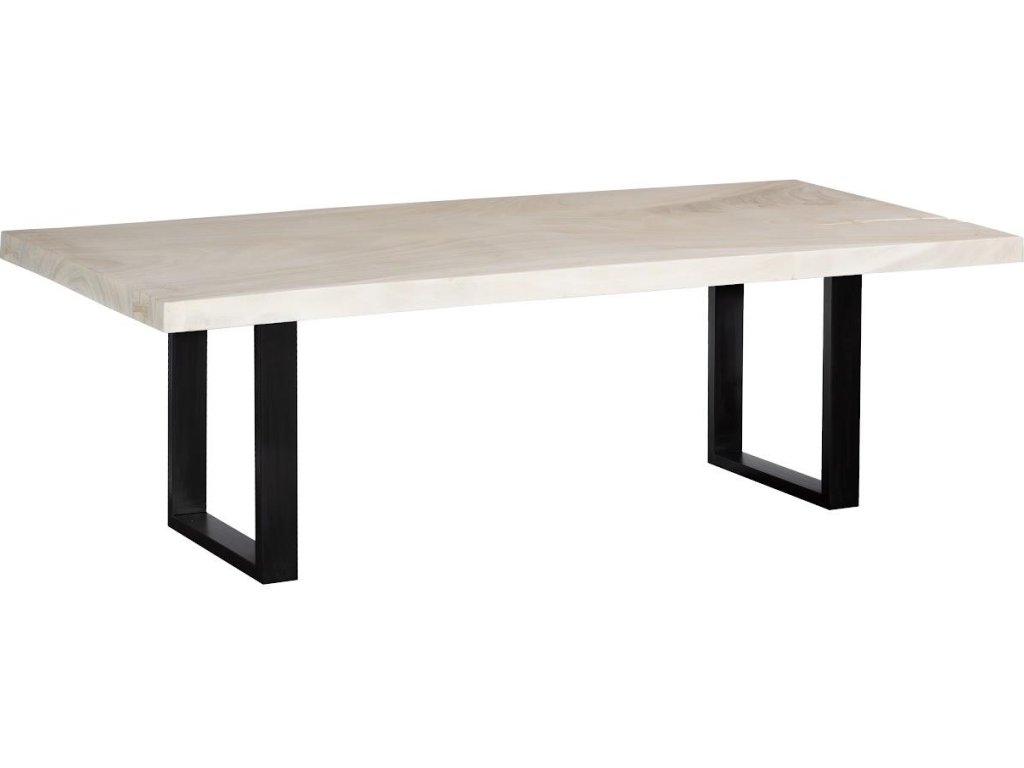 Straight Edge Dining Table, Bleached, Satin Black Legs - main image