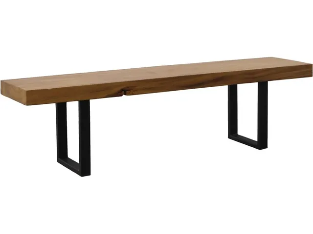 Origins Straight Edge Bench, Natural, Satin Black Legs