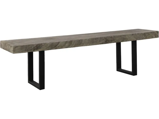 Origins Straight Edge Bench, Gray Stone, Satin Black Legs