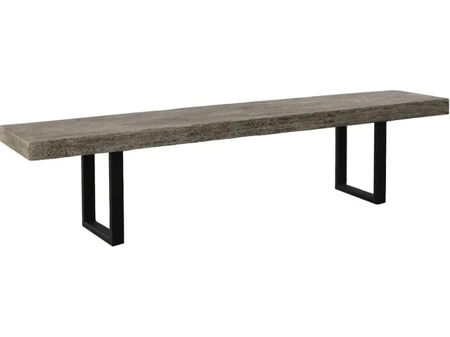 Origins Straight Edge Bench, Gray Stone, Satin Black Legs