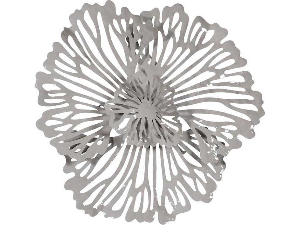 Flower Wall Art, Extra Small, Gray, Metal - main image