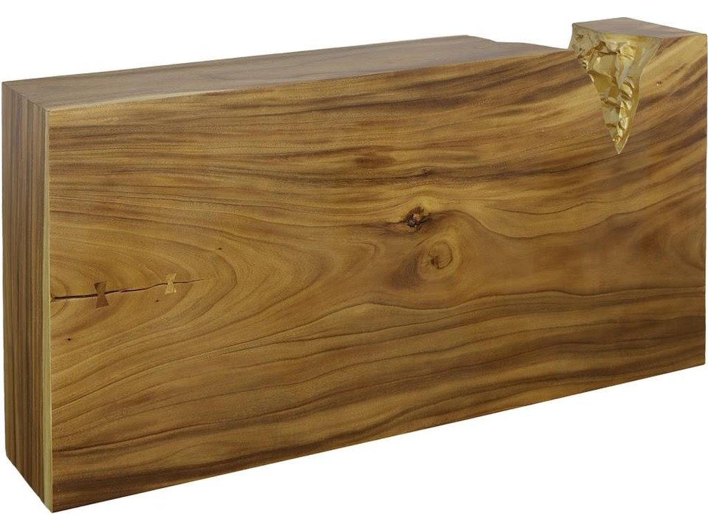 Chiseled Console Table, Natural, Gold - image 2