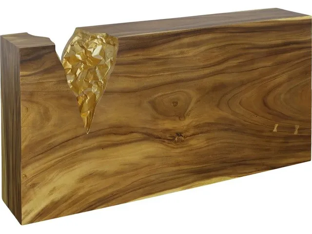 Chiseled Console Table, Natural, Gold