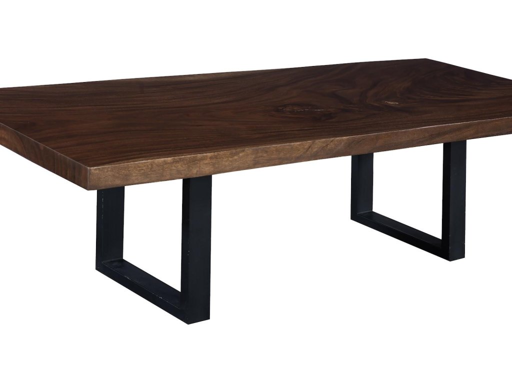 Straight Edge Dining Table, Perfect Brown, Satin Black Legs - image 1