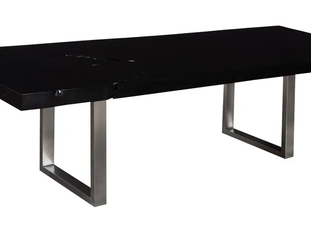 Straight Edge Dining Table, Black, Brushed Stainless Steel Legs - Alternative View
