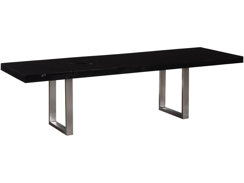Straight Edge Dining Table, Black, Brushed Stainless Steel Legs - main image