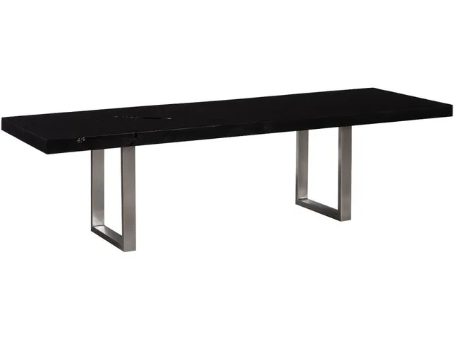 Straight Edge Dining Table, Black, Brushed Stainless Steel Legs