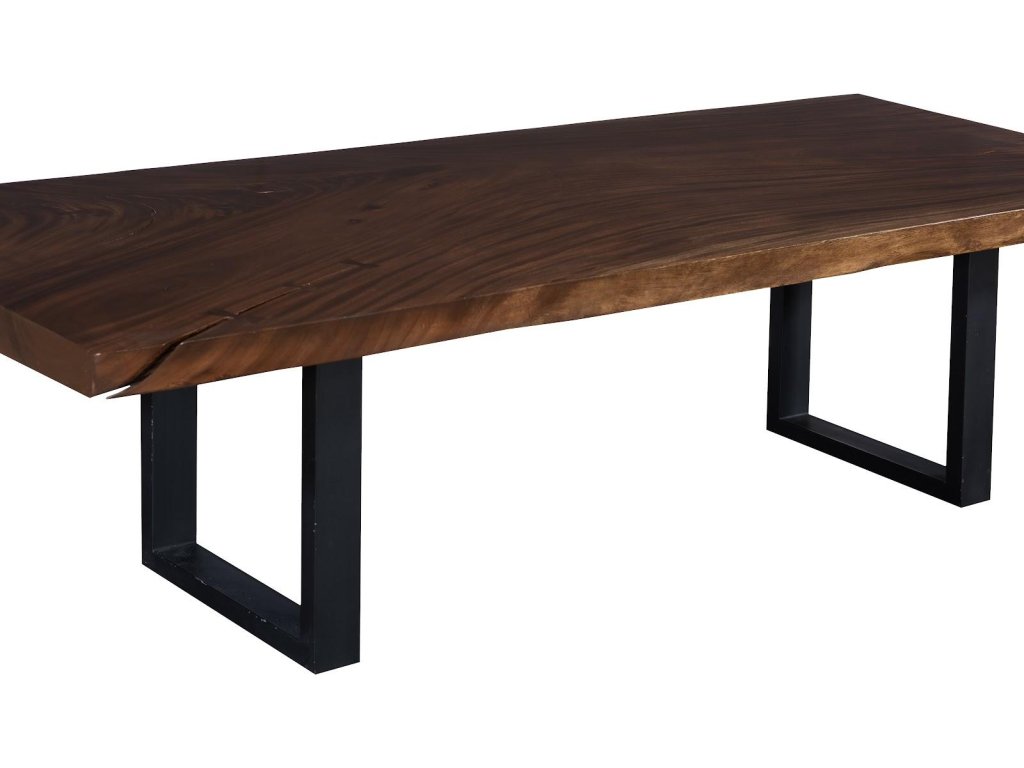 Straight Edge Dining Table, Perfect Brown, Satin Black Legs - image 2