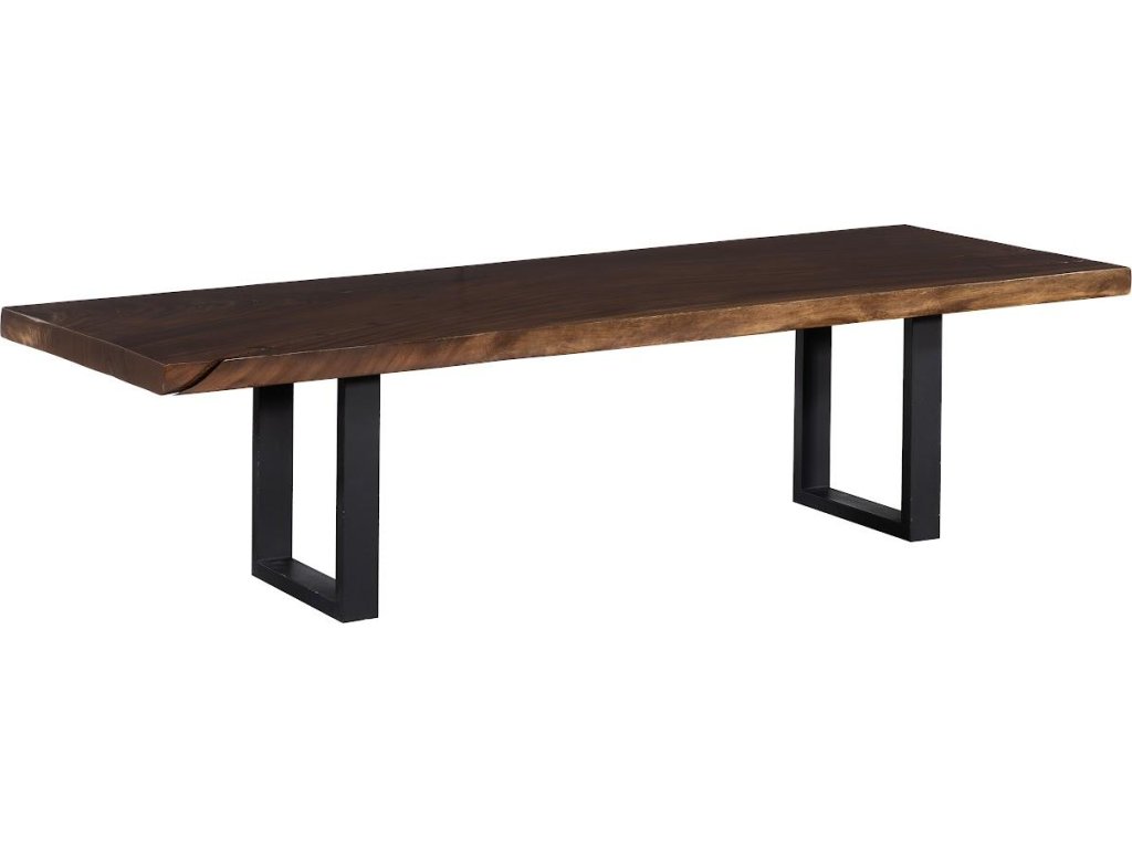 Straight Edge Dining Table, Perfect Brown, Satin Black Legs - main image