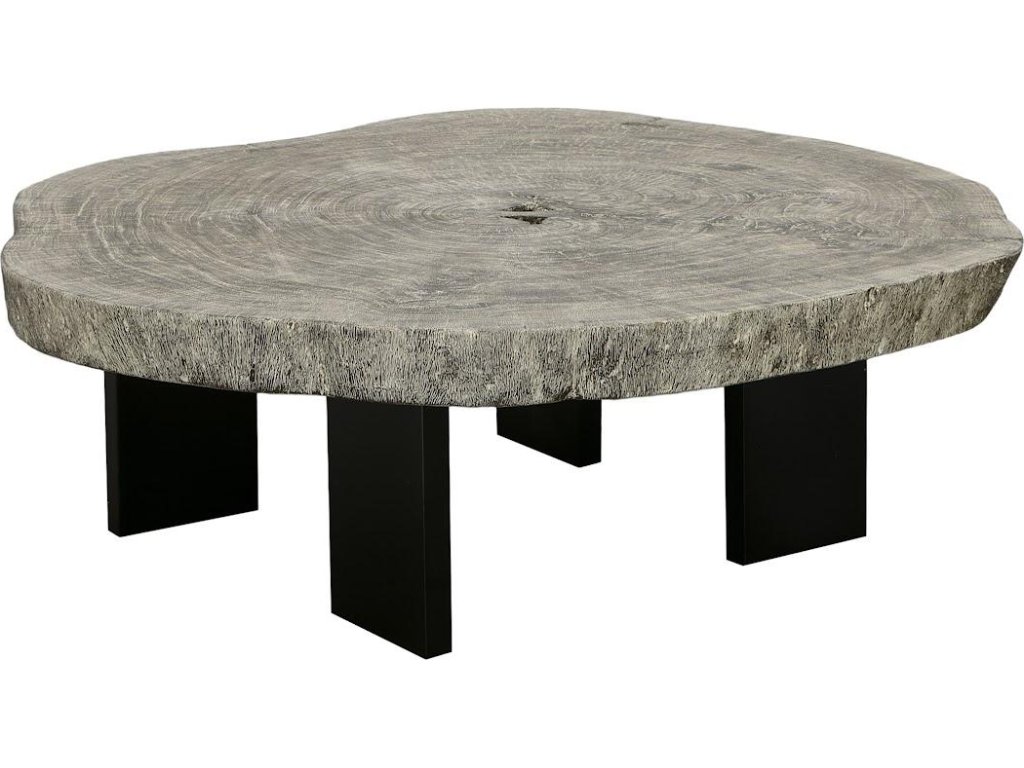 Floating Coffee Table with Black Legs, Gray Stone, Size Varies - main image