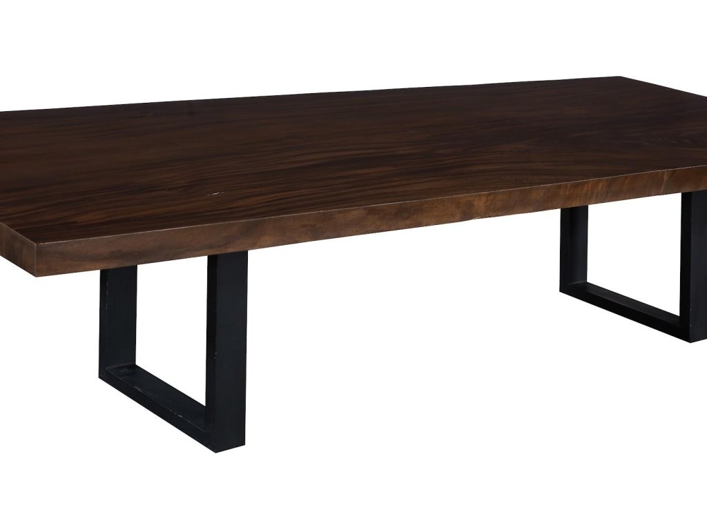 Straight Edge Dining Table, Perfect Brown, Satin Black Legs - image 1