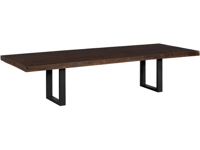 Straight Edge Dining Table, Perfect Brown, Satin Black Legs
