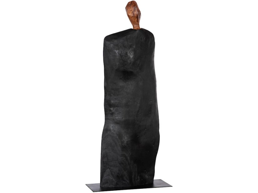 Figurative Wood Sculpture, Iron Base - image 1