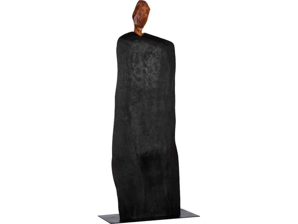 Figurative Wood Sculpture, Iron Base - main image