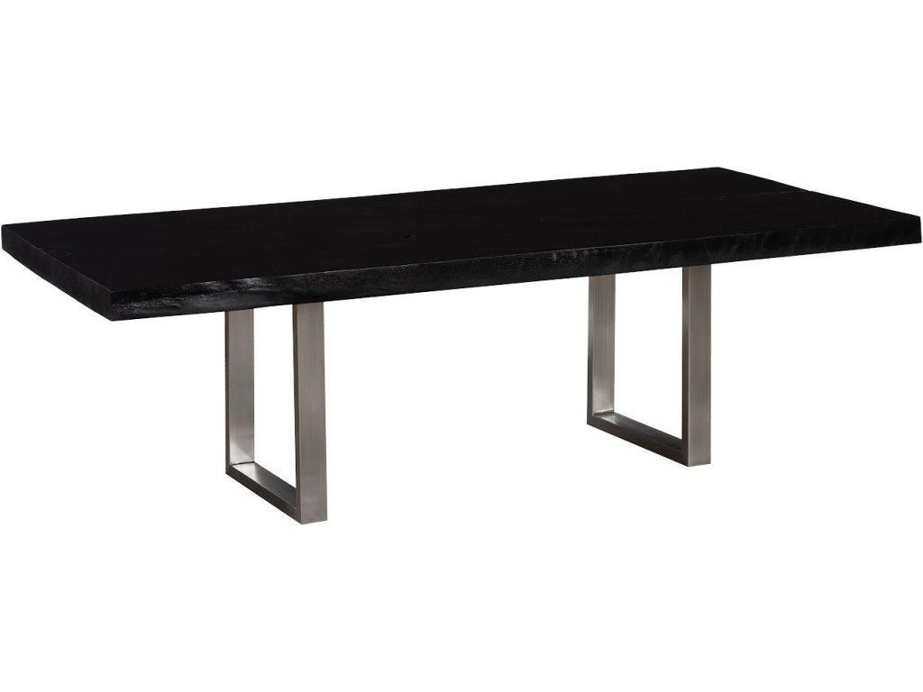 Straight Edge Dining Table, Black, Brushed Stainless Steel Legs - main image