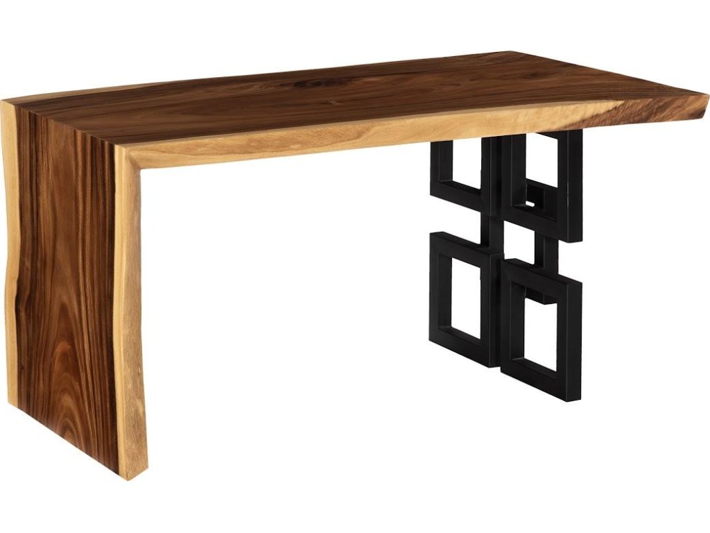 Waterfall Desk, Natural, Satin Black Overlap Leg - image 2