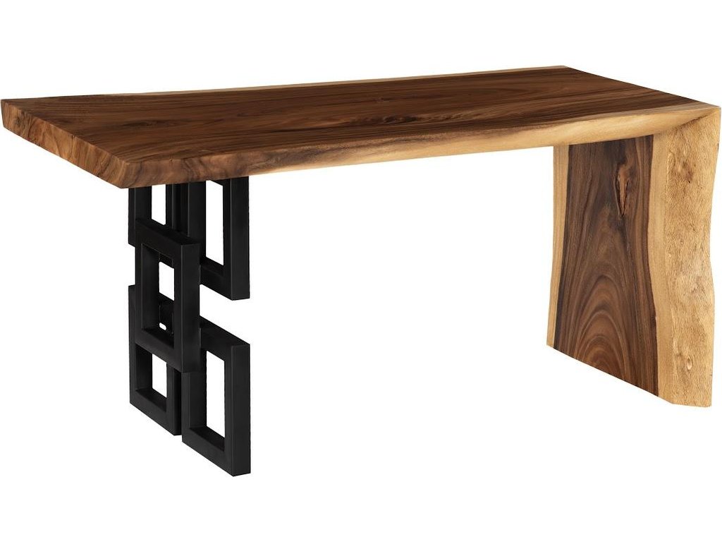 Waterfall Desk, Natural, Satin Black Overlap Leg - main image