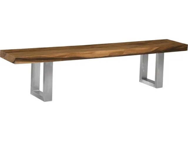 Origins Straight Edge Bench, Brushed Stainless Legs
