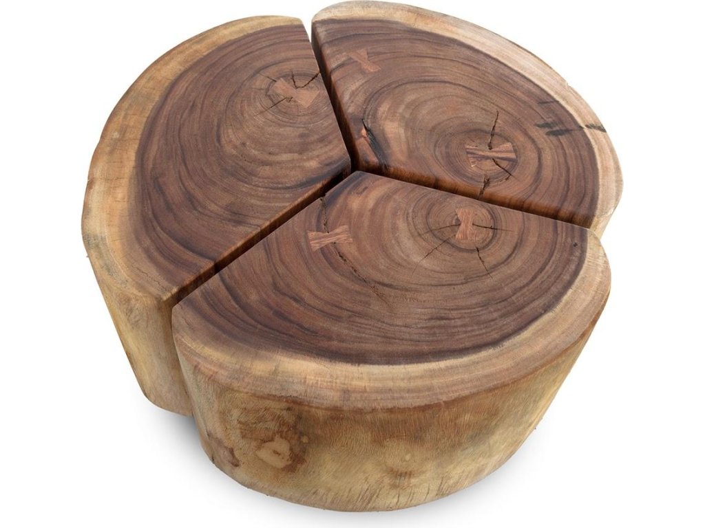 Clover Coffee Table, Chamcha Wood, Natural Finish, Metal Base - image 1