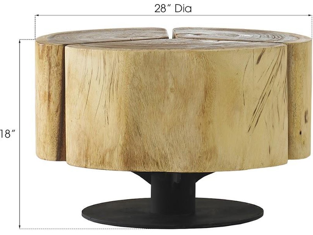 Clover Coffee Table, Chamcha Wood, Natural Finish, Metal Base - image 2