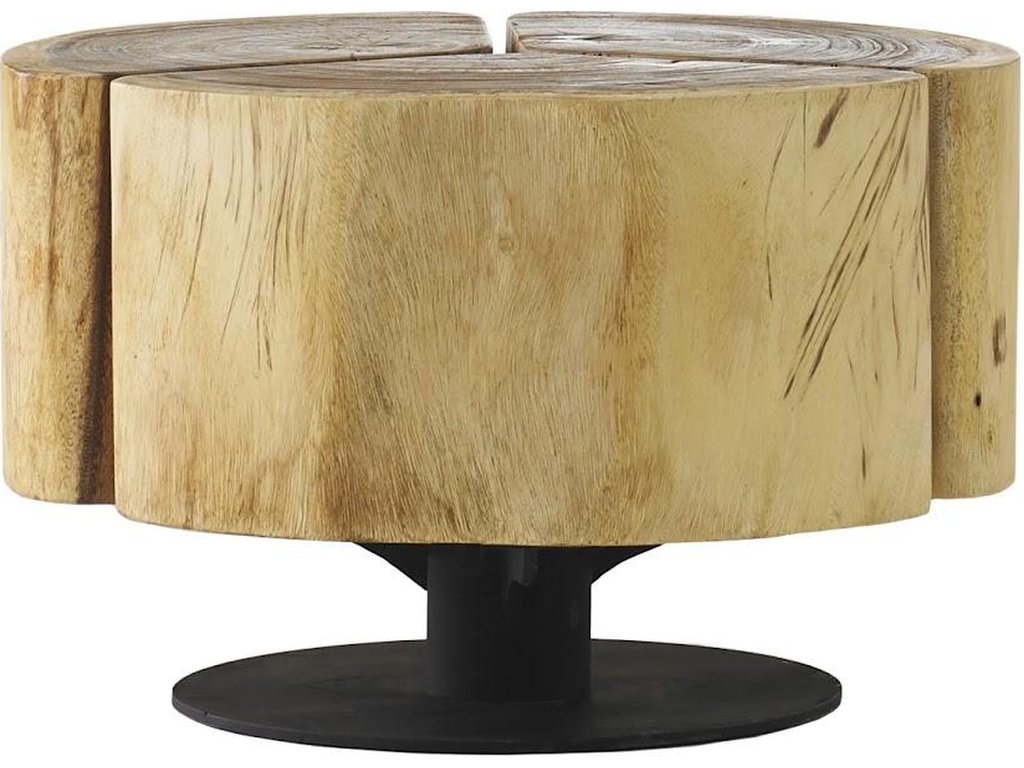 Clover Coffee Table, Chamcha Wood, Natural Finish, Metal Base - main image