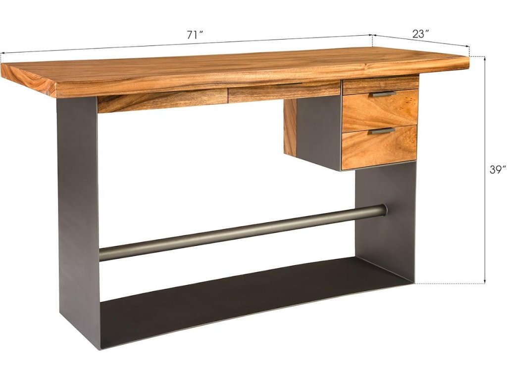 Iron Frame Standing Desk with Drawers, Natural, Bar Height - image 8