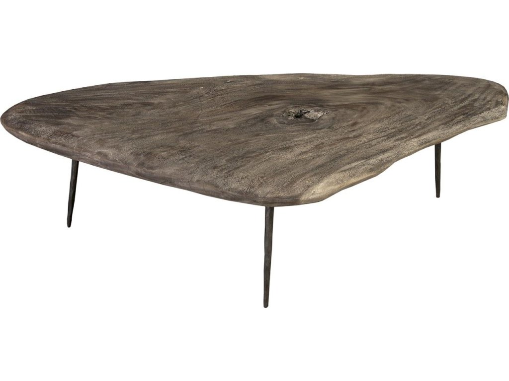 Skipping Stone Coffee Table, Brown Stone, Forged Legs - main image