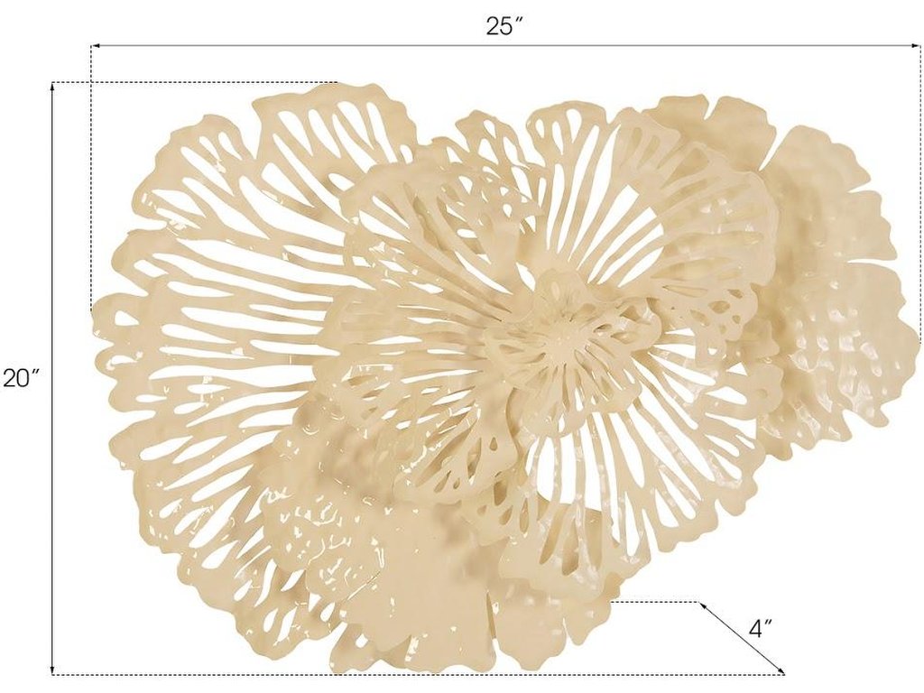 Flower Wall Art, Small, Ivory, Metal - image 6