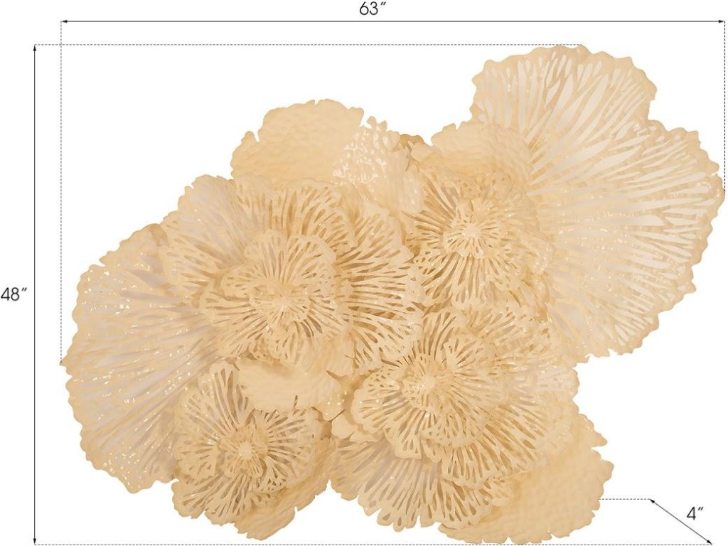 Flower Wall Art, Large, Ivory, Metal - image 1