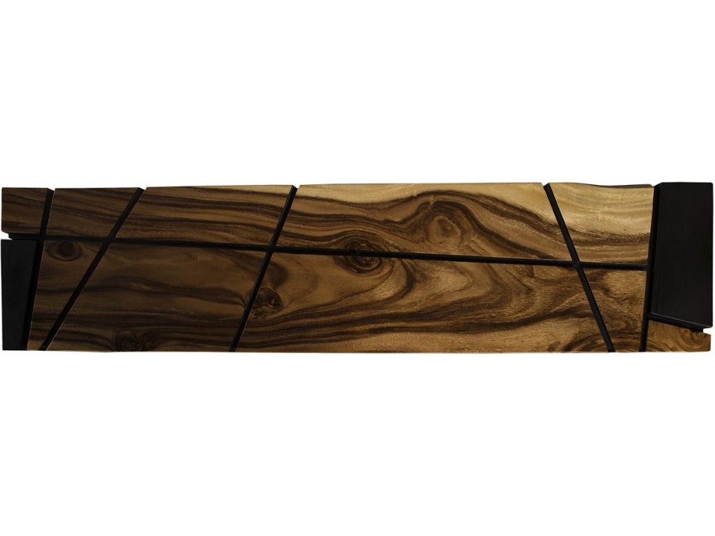 Criss Cross Console Table on Black Iron Legs, Chamcha Wood - image 1