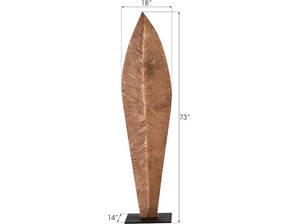 Carved Leaf on Stand, Copper Leaf, LG - image 3