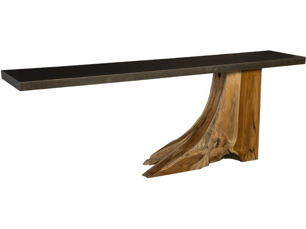 Teak Wood Console Table, Iron Sheet Top - main image