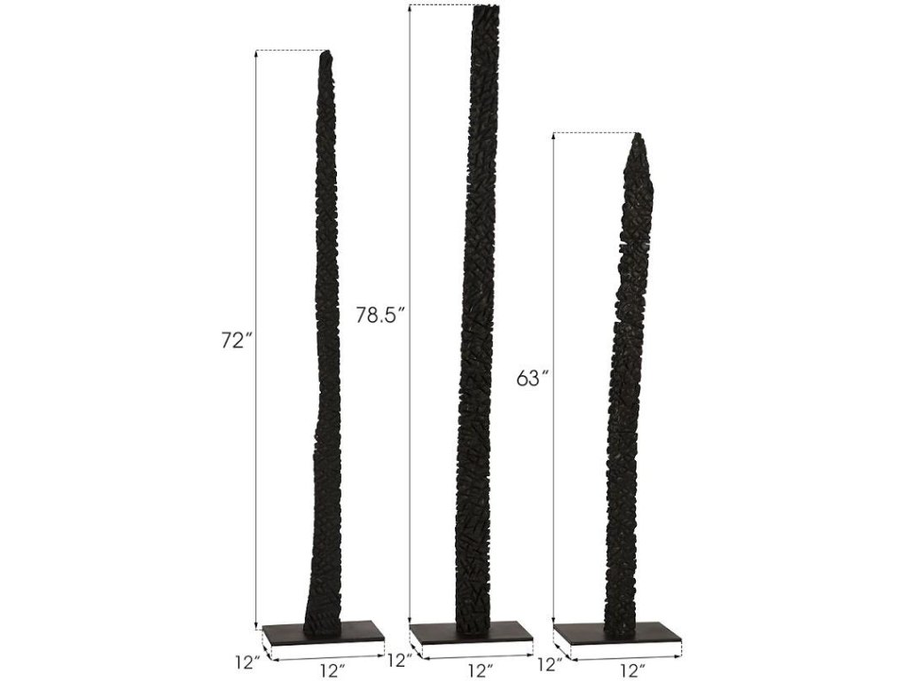 Post Set of 3, Metal Base, Burnt - image 4