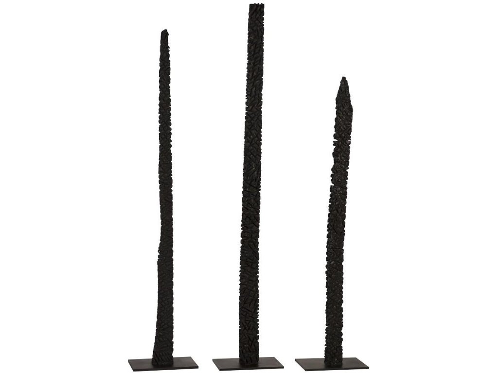 Post Set of 3, Metal Base, Burnt - main image