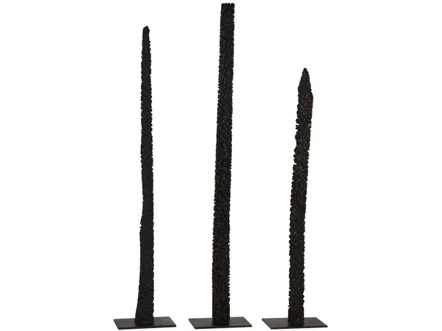 Post Set of 3, Metal Base, Burnt