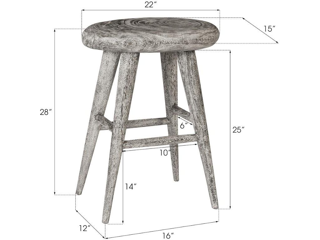 Smoothed Counter Stool, Chamcha Wood, Gray Stone, Oval - image 3