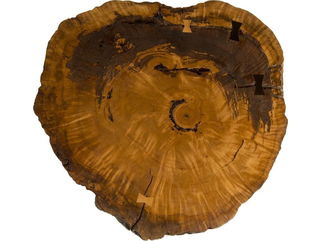 Burled Coffee Table, Black Metal Legs, Large - image 2